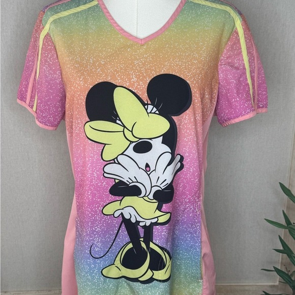 Minnie Mouse Print V Neck Scrub Top Size Medium - Picture 3 of 9